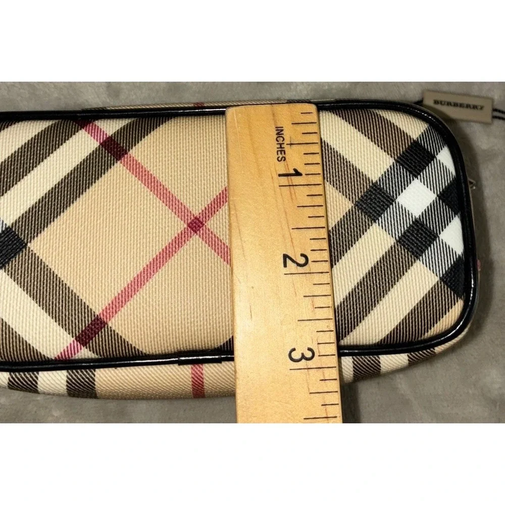 Burberry Cosmetic Bag Nova Check Black Trim Make Up Skincare Pouch NEW